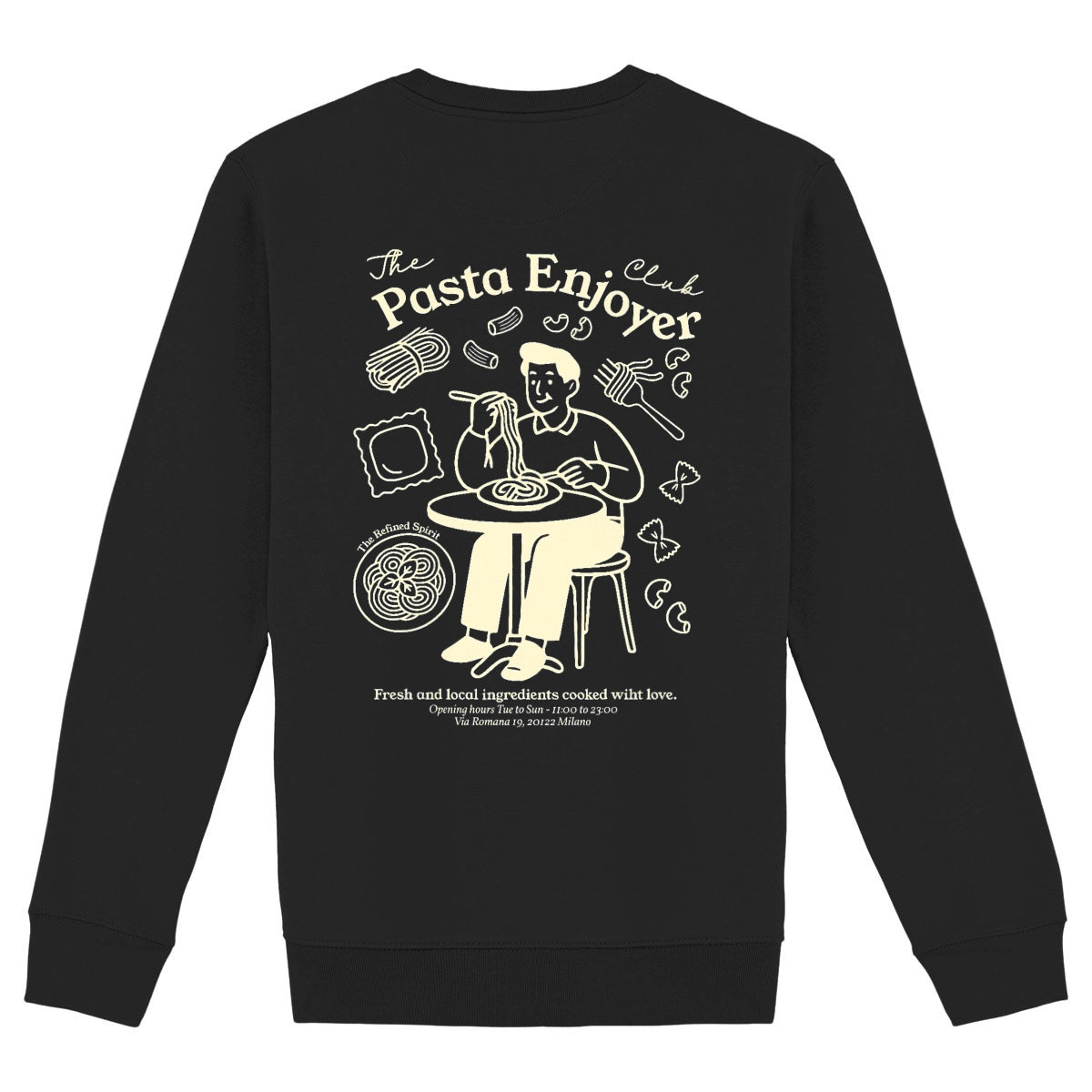 The Pasta enjoyer Club - Organic Sweatshirt - back_black
