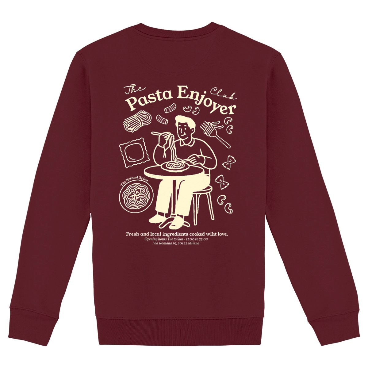 The Pasta enjoyer Club - Organic Sweatshirt - back_burgundy