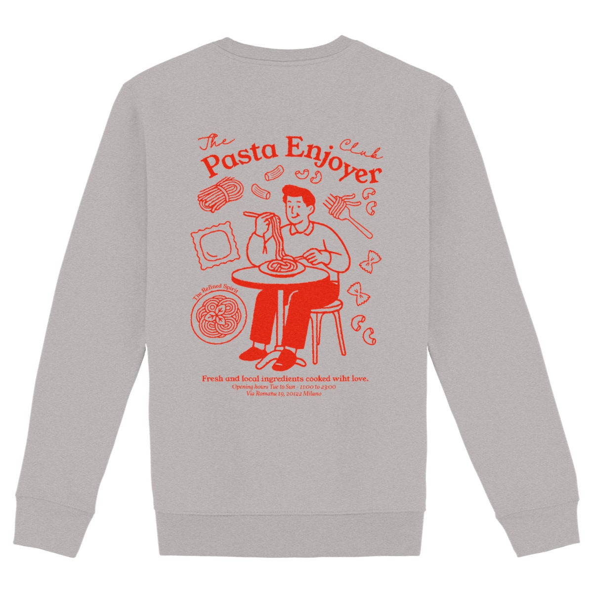 The Pasta enjoyer Club - Organic Sweatshirt - back_heathergrey