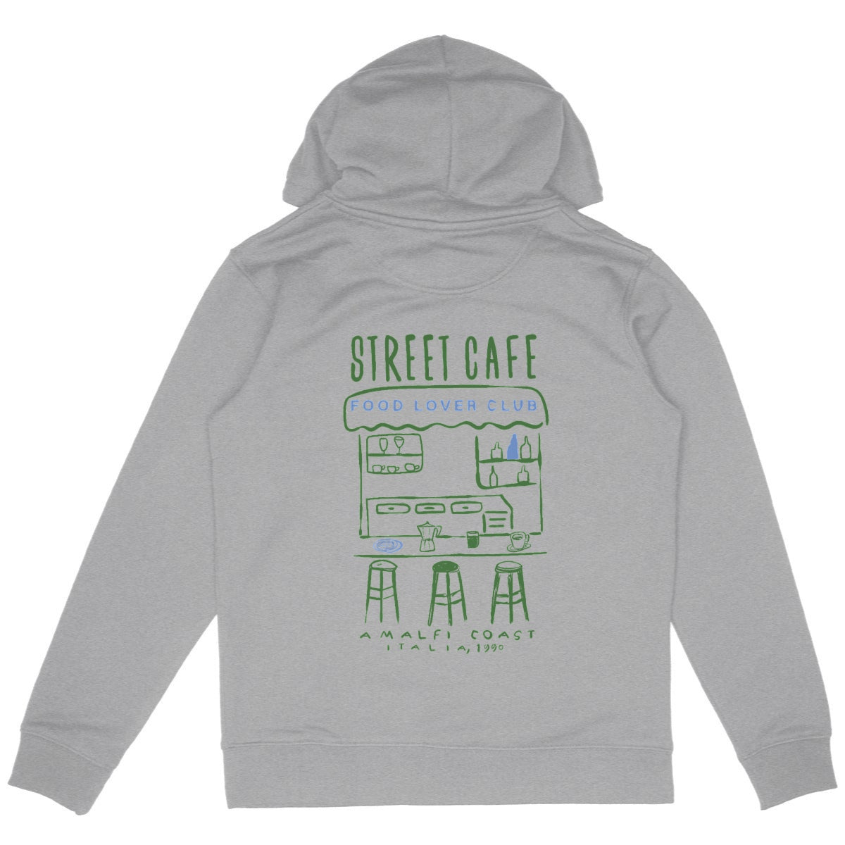 Street Cafe - Organic Hoodie - back_heathergrey