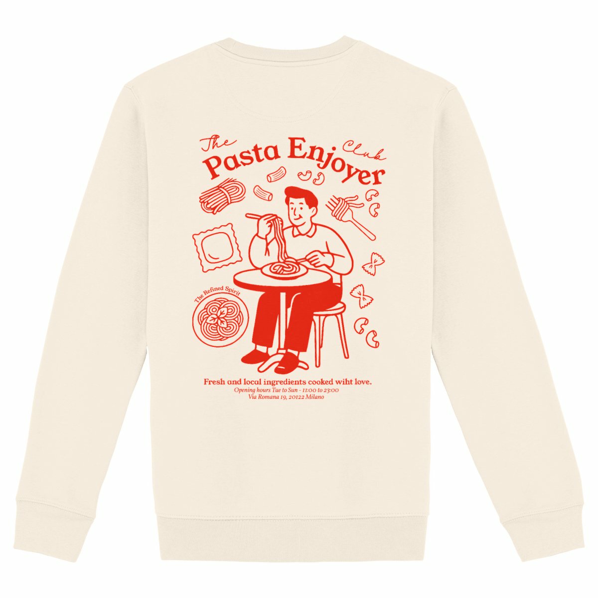 The Pasta enjoyer Club - Organic Sweatshirt - back_ivory
