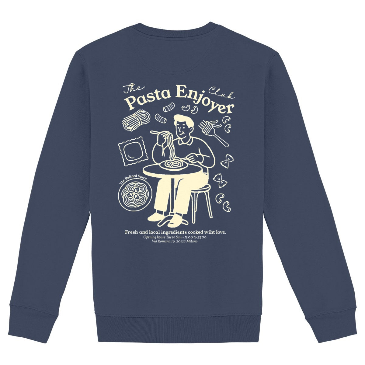 The Pasta enjoyer Club - Organic Sweatshirt - back_navy