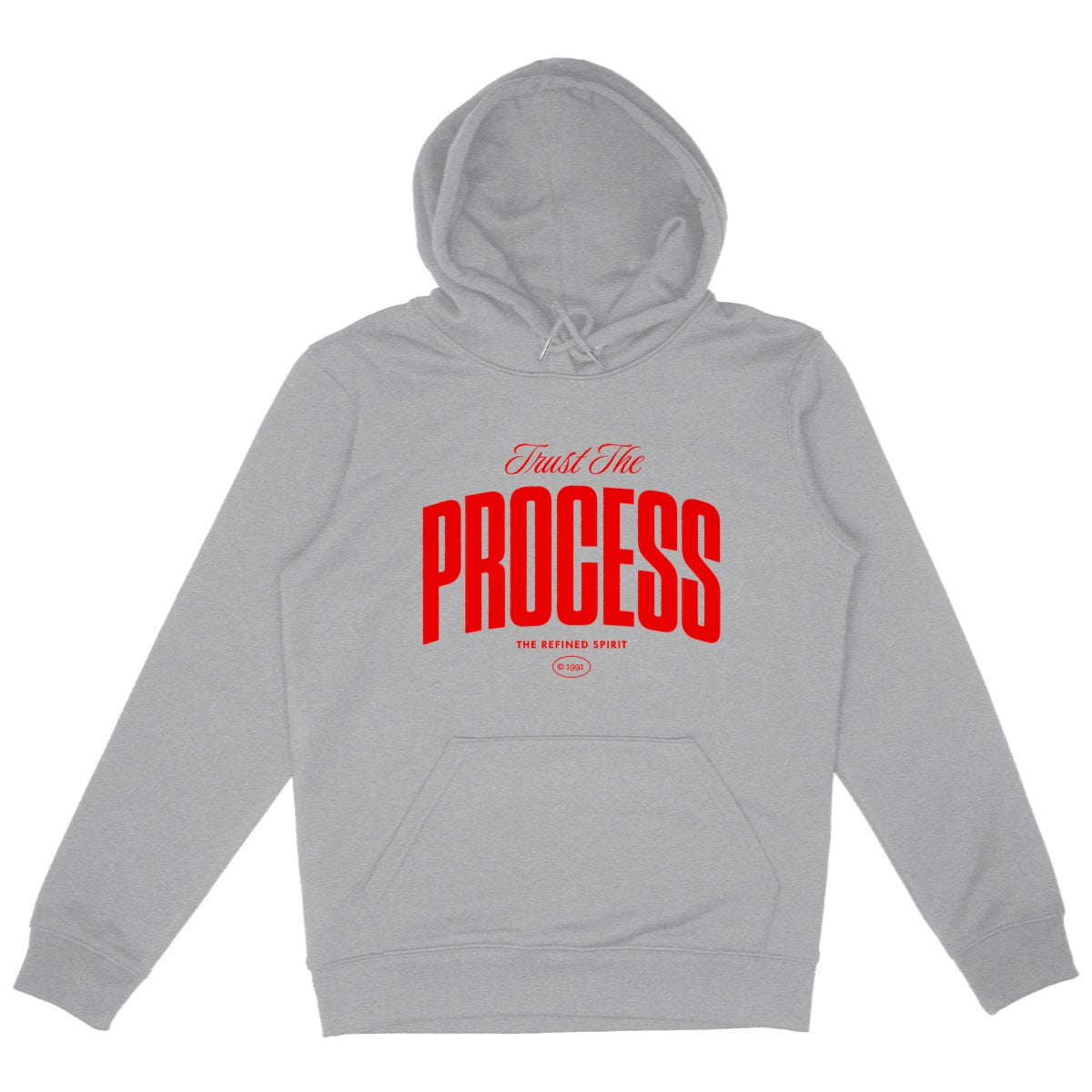 Trust the Process - Organic Hoodie - front_heathergrey