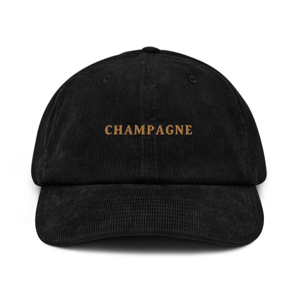 Champagne - Corduroy Embroidered Cap - The Refined Spirit
