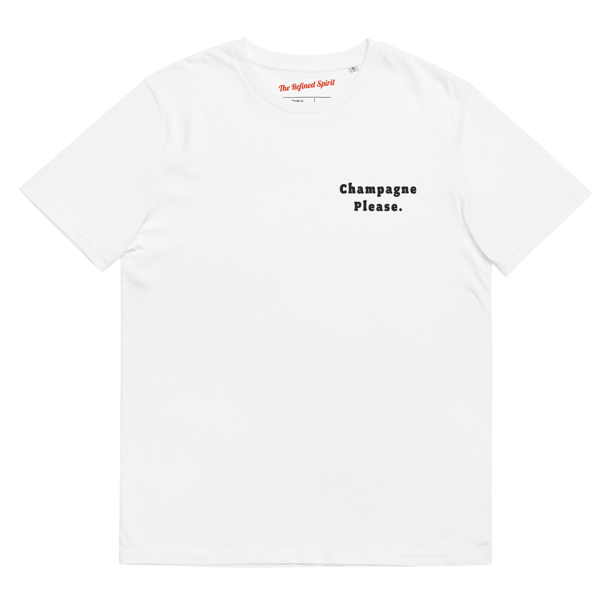 Champagne Please - Organic Embroidered T-shirt - The Refined Spirit