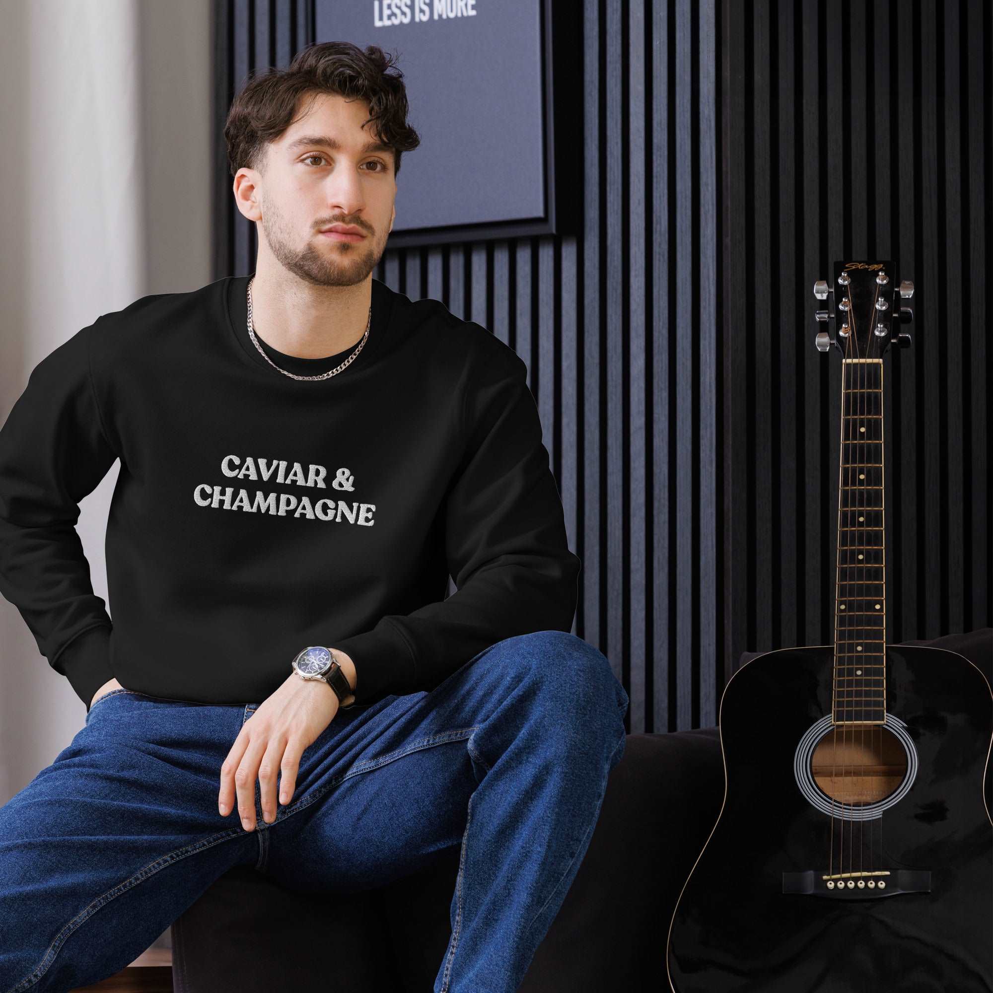Caviar & Champagne - Organic Embroidered Sweatshirt