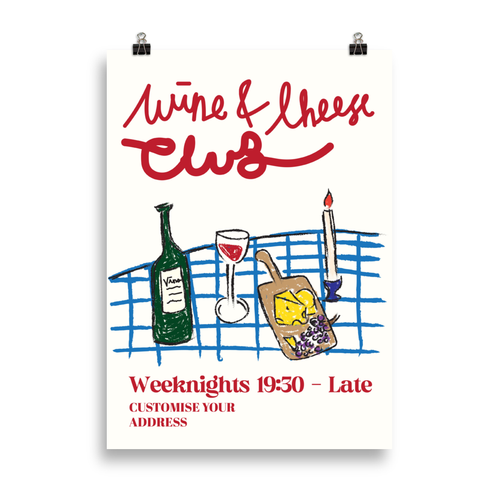Wine & Cheese Club - Poster - The Refined Spirit
