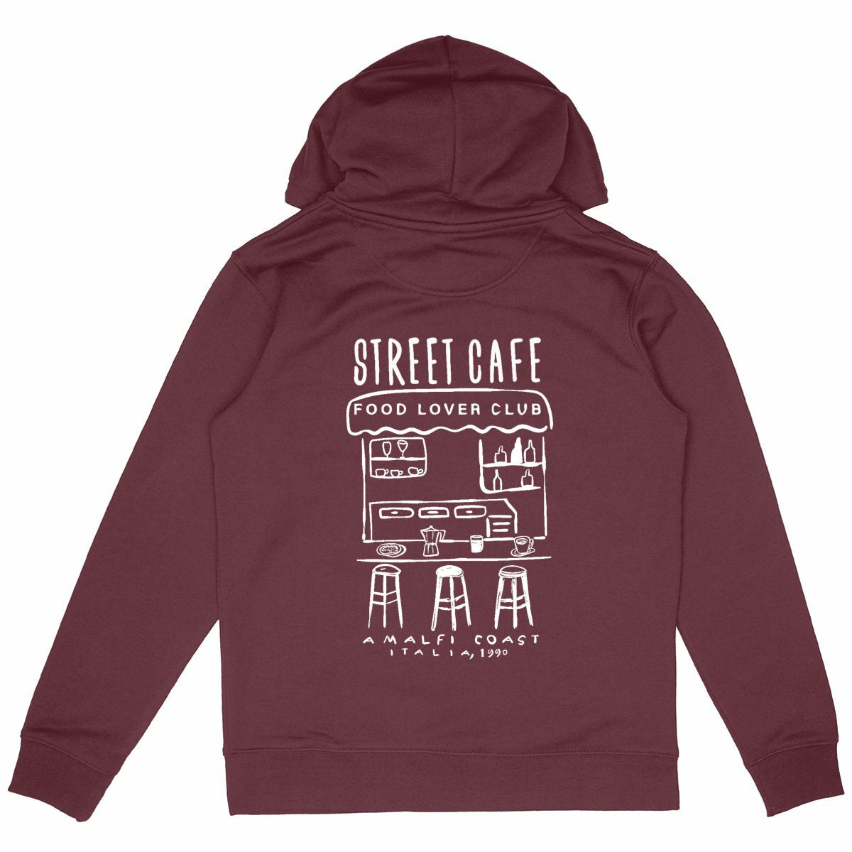 Street Cafe - Organic Hoodie  - back_burgundy