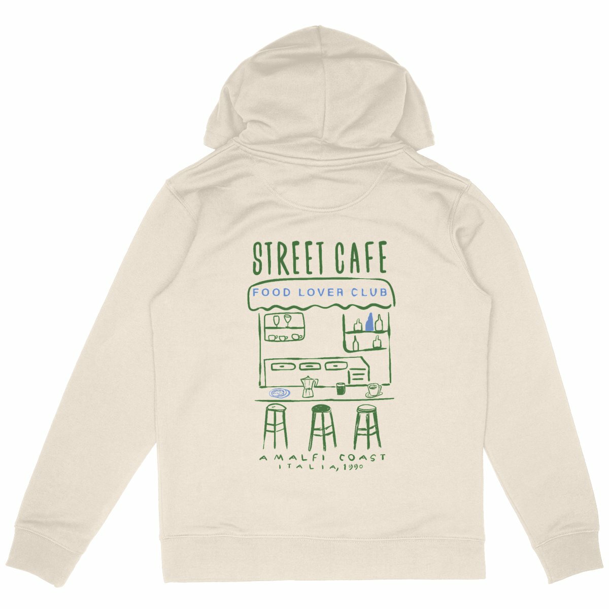 Street Cafe - Organic Hoodie  - back_ivory