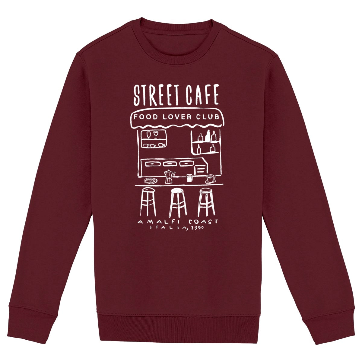 Street Cafe - Organic Sweatshirt  - front_burgundy
