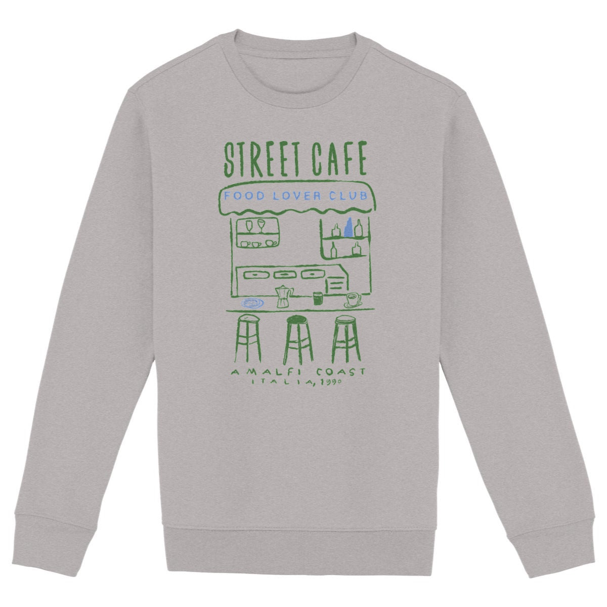 Street Cafe - Organic Sweatshirt  - front_heathergrey