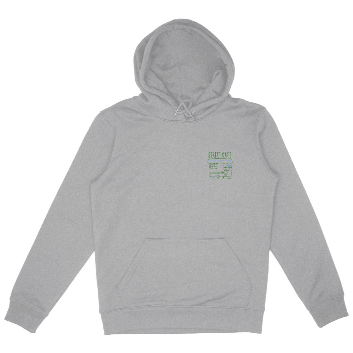 Street Cafe - Organic Hoodie  - front_heathergrey