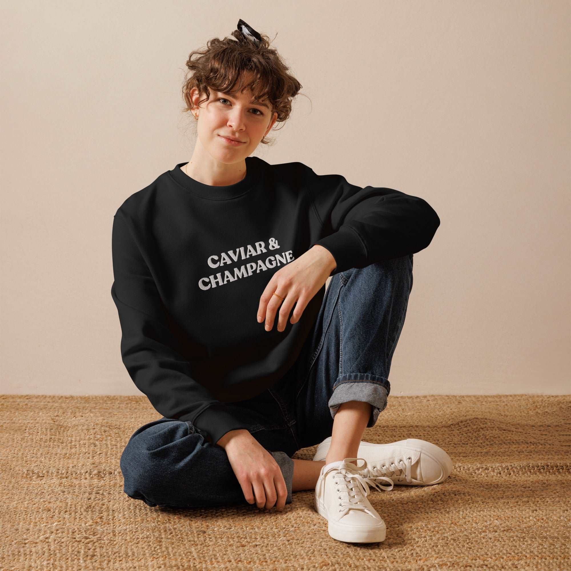 Caviar & Champagne - Organic Embroidered Sweatshirt