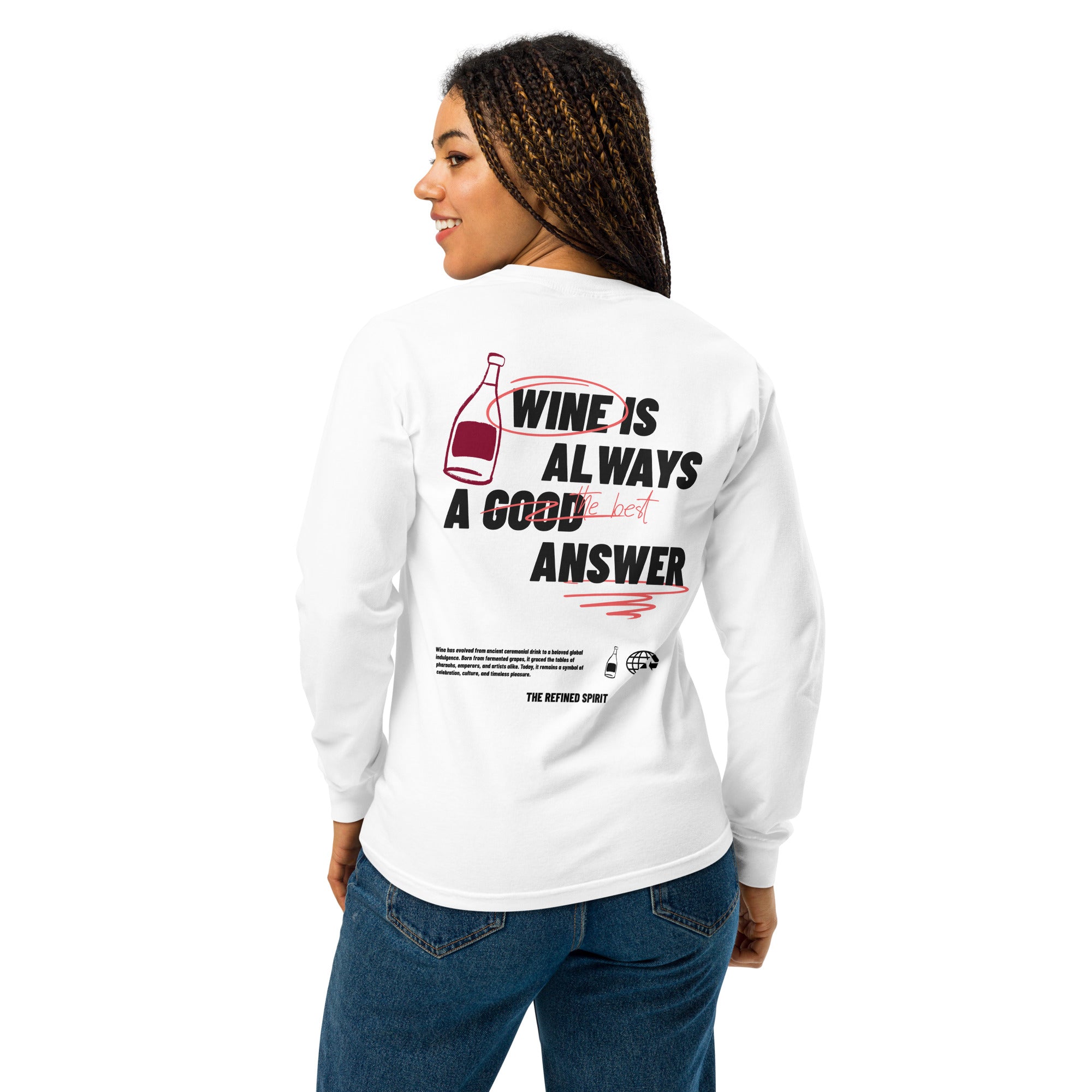 Wein ist immer die beste Antwort - Schweres Langarmshirt