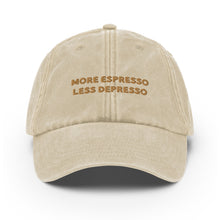 Load image into Gallery viewer, More espresso less depresso - Embroidered Vintage Cap
