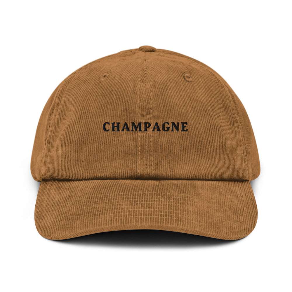Champagne - Corduroy Embroidered Cap - The Refined Spirit